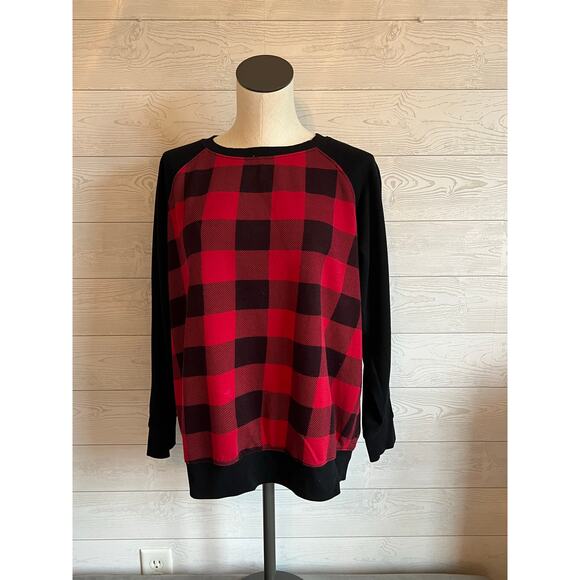 Torrid red/black buffalo plaid sweatshirt women's size 2(2X) - Picture 1 of 7